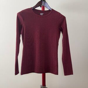 Land’s End Women's Long Sleeve Micro Rib T-Shirt in red size XS (orig $35.95)